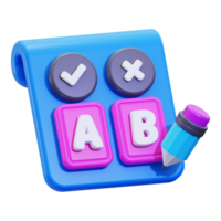 3d School Test icon. perfect for educational concepts, testing, decision making, exams, and school related designs png
