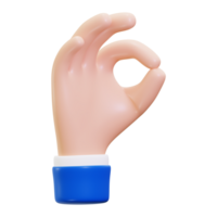 3D rendered hand doing an okay gesture. Suitable for business presentations, social media posts, and communication themed designs. Great for expressing approval png