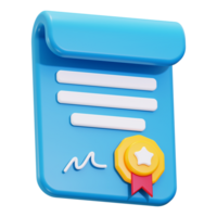 3d Certificate icon. Great for academic achievements, employee recognition, certifications, awards, and accomplishments png