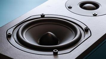 Sound system components speaker design home audio product studio setting close-up view photo