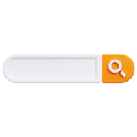 Search bar with a bright orange magnifying glass icon. Ideal for web design projects, search engine optimization websites, and applications png