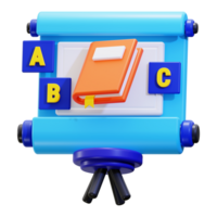 3d Education presentation icon. Ideal for educational, business, or corporate projects needing visuals of a presentation setup displaying learning and entrepreneurship concepts png