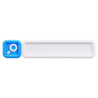 Search bar design with a blue square magnifying glass and white bar, suitable for web development and technology concepts png