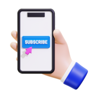 3d Smartphone With Subscribe Button Icon png