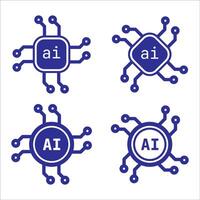 AI Processor Chip Icon Artificial Intelligence Microchip Symbol for Technology, Machine Learning, Neural Network Concepts vector