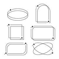 Geometric sparkle frame labels set with rounded and angled edges for modern highlight or clean layout design vector