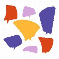 Abstract speech bubble shapes with fun textured edges for creative dialog comment or cartoon communication vector