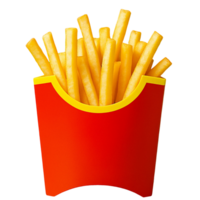 French fries in a red box on a transparent background png