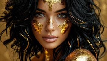 Golden Queen with an impressive golden makeup photo
