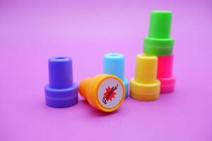 Assorted School Reward Stamps on Vibrant Background photo