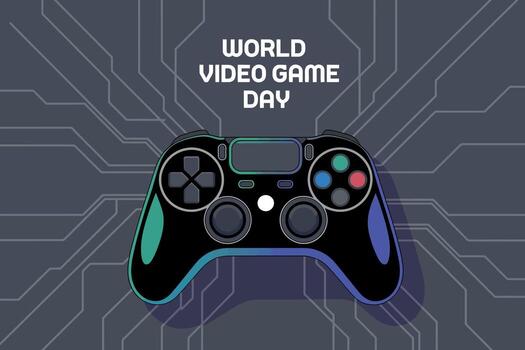 World Game Day with Game Controller Design vector