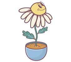 Cartoon Smiling Flower in a Pot Depicting Cheerfulness and Positivity vector