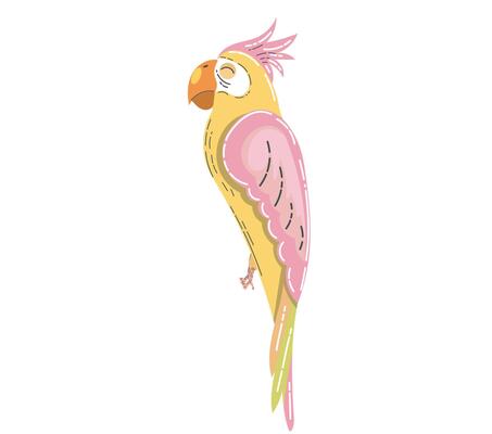 Colorful Hand-Drawn Parrot Illustration With Bright Yellow and Pink Plumage