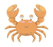 Cute Smiling Cartoon Crab Character in a Colorful Illustration vector