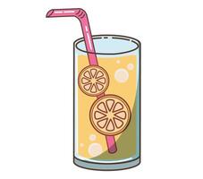 Lemonade with straw and citrus slices vector