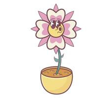 Whimsical Cartoon Flower With Cheerful Expression in Pot vector