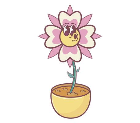 Whimsical Cartoon Flower With Cheerful Expression in Pot
