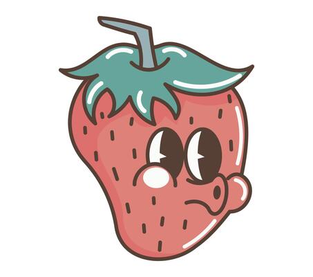 Cartoon Strawberry Character With Facial Expression, Stylized Fruity Illustration