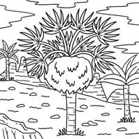 Desert Fan Palm Tree Coloring Page for Kids vector