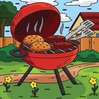 BBQ and Grilling Buns and Patties Colored Cartoon vector
