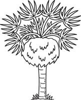 Fan Palm Tree Isolated Coloring Page for Kids vector