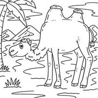 Desert Bactrian Camel Coloring Page for Kids vector