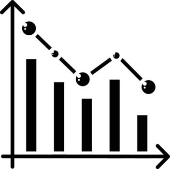 Trendline Chart, Visualizing Data Fluctuations icon solid style vector