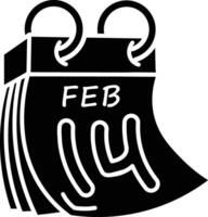 February 14th Calendar Icon, A Simple Clean Design for Valentine's Day icon solid style vector