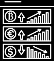 Cryptocurrency and Forex Market Trends, Bitcoin, Euro, and US Dollar Performance icon solid style vector