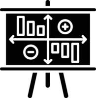 Data Visualization on Flip Chart, Strategic Planning icon solid style vector