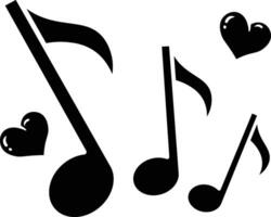 Musical Notes and Hearts, A Delightful Melody of Love icon solid style vector