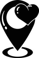 Location of Love A Heart on a Map Pointer icon solid style vector