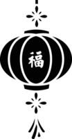 Chinese New Year Lantern Decoration with Happiness Character Illustration icon solid style vector