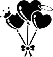 Three Heart-Shaped Balloons, A Whimsical Celebration icon solid style vector