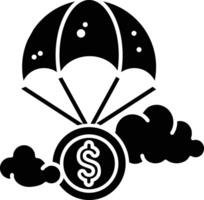 Money Falling From The Sky, A Conceptual Illustration of Financial Windfall icon solid style vector