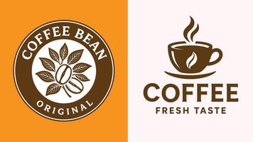 Coffee Bean and Cup Logo Set for Cafe Branding and Packaging vector