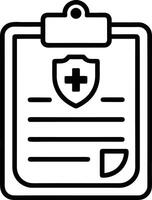medical clipboard with health shield icon in minimal line art style vector