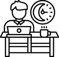Overtime Outline Style Icon vector