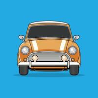 Cartoon Front View of Vintage Yellow Car in Flat Style vector