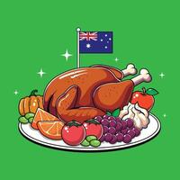 Trendy Thanksgiving Dinner With AUSTRALIA Flag vector