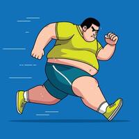 Overweight Man Running Fast Illustration vector