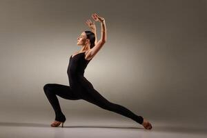 Latin Dancer in Dynamic Pose Performing Salsa Tango Bachata Studio Dance Photo for Ballroom Competition