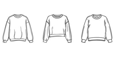 Sweatshirt Design Sketches Set. Fashion Apparel Concepts Collection. Isolated Illustration vector