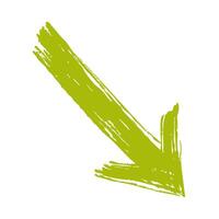 Green Brushstroke Downward Arrow. Directional Guidance And Emphasis. Isolated Illustration vector