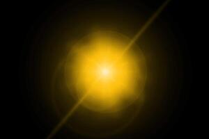 Bright yellow lens flare burst with radial glow and star-shaped center. Ideal for visual effects and light overlays photo