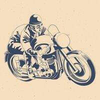 Retro motorcycle racer in vintage riding gear illustration vector