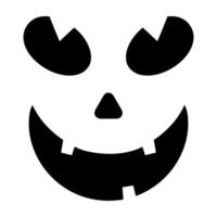 Simple spooky face with heart shaped eyes and wide smile, inspired by classic Halloween jack o lantern style. Perfect for festive projects, stencils, stickers, and seasonal decorations. vector