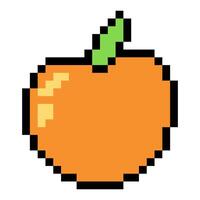 Orange apricot in pixel art style. Isolated on white background. Vintage 8 bit texture. Minimalistic pixel graphic. Fruit symbol. Old style. 80s,90s game object design. vector