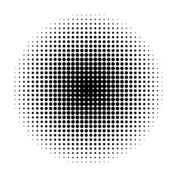 trama de semitonos degradado modelo con circular punto dispersión. retro-futurista y2k estilo elemento creando un óptico espejismo efecto. monocromo negro y blanco resumen textura con un ciencia ficción estético. vector