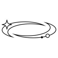 Futuristic orbit shape with a cosmic aesthetic. Dynamic swirling lines, celestial accents, and planetary elements create a space-themed designs. Perfect for sci-fi, astronomy, and retro-futurism. vector
